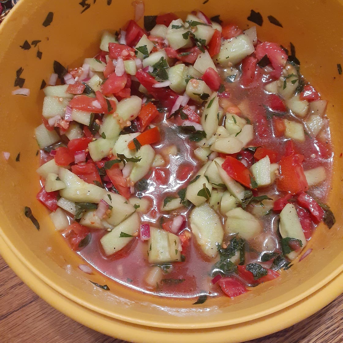 Tomato, cucumber, & red onion salad