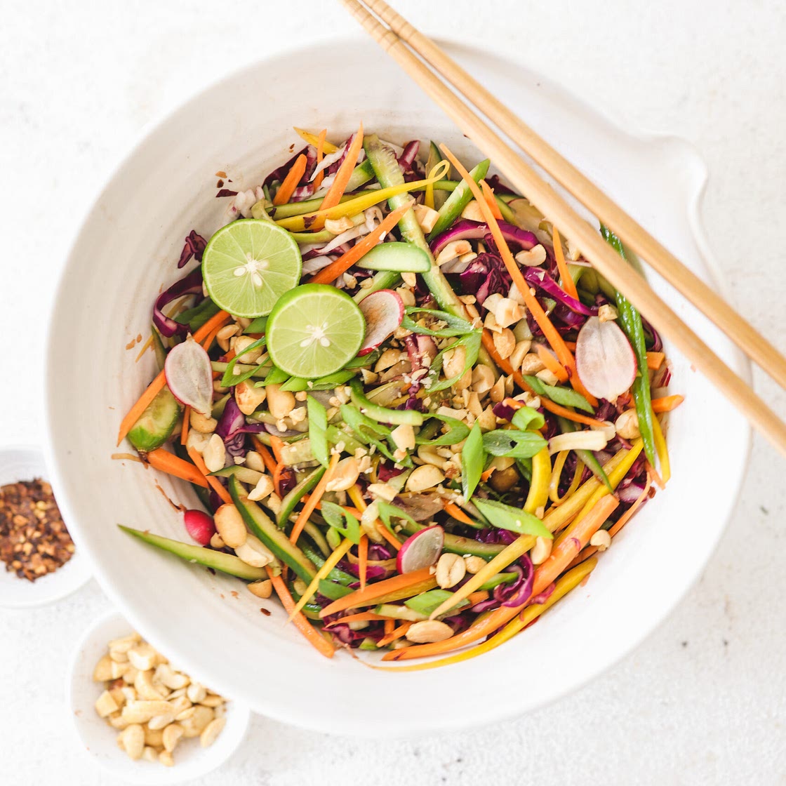 Crunchy Pad Thai Inspired Salad (vegan, gluten free, oil free)