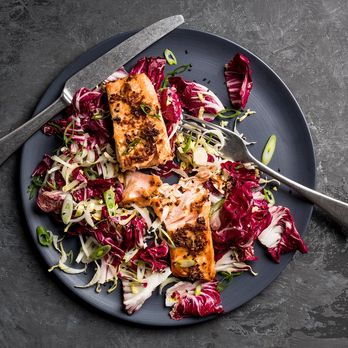 Miso Chicory Salmon Salad