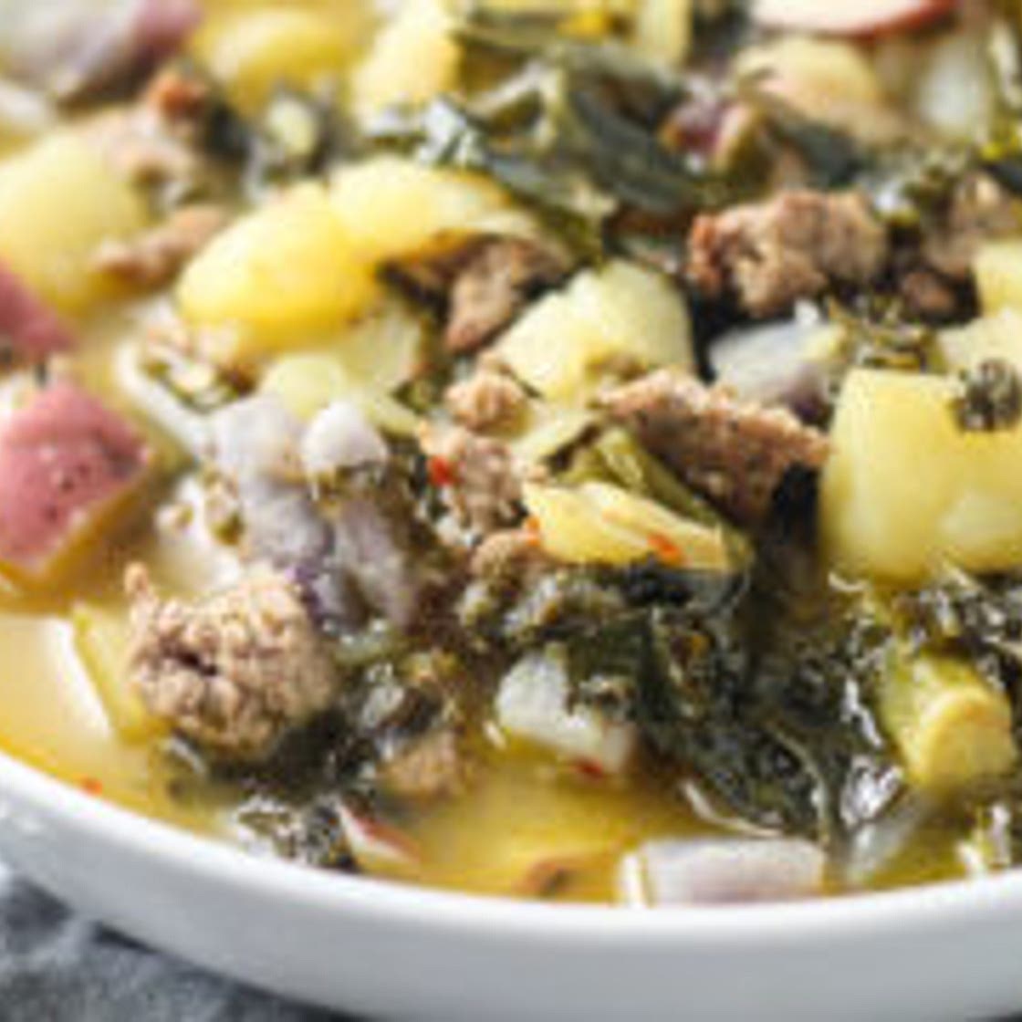 Low FODMAP Kale, Potato, and Sausage Soup