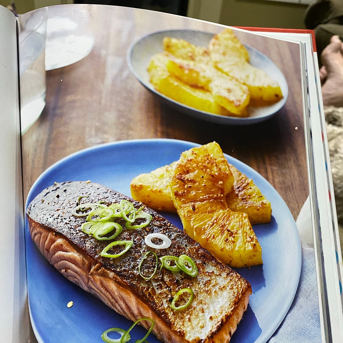 Seared Salmon Fillets with Ginger-Carmelized Pineapple