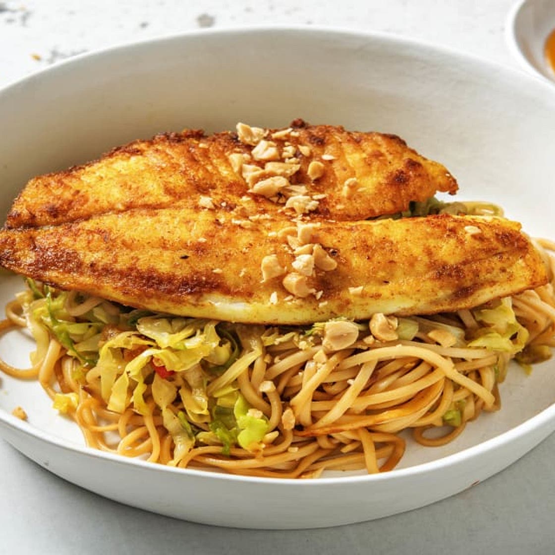 Thai Spiced Whiting with a Noodle and Cabbage Stir-Fry