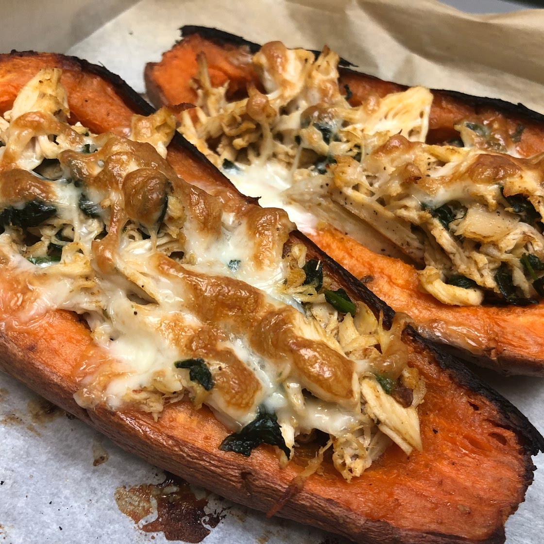 Chicken Chipotle sweet potato skins