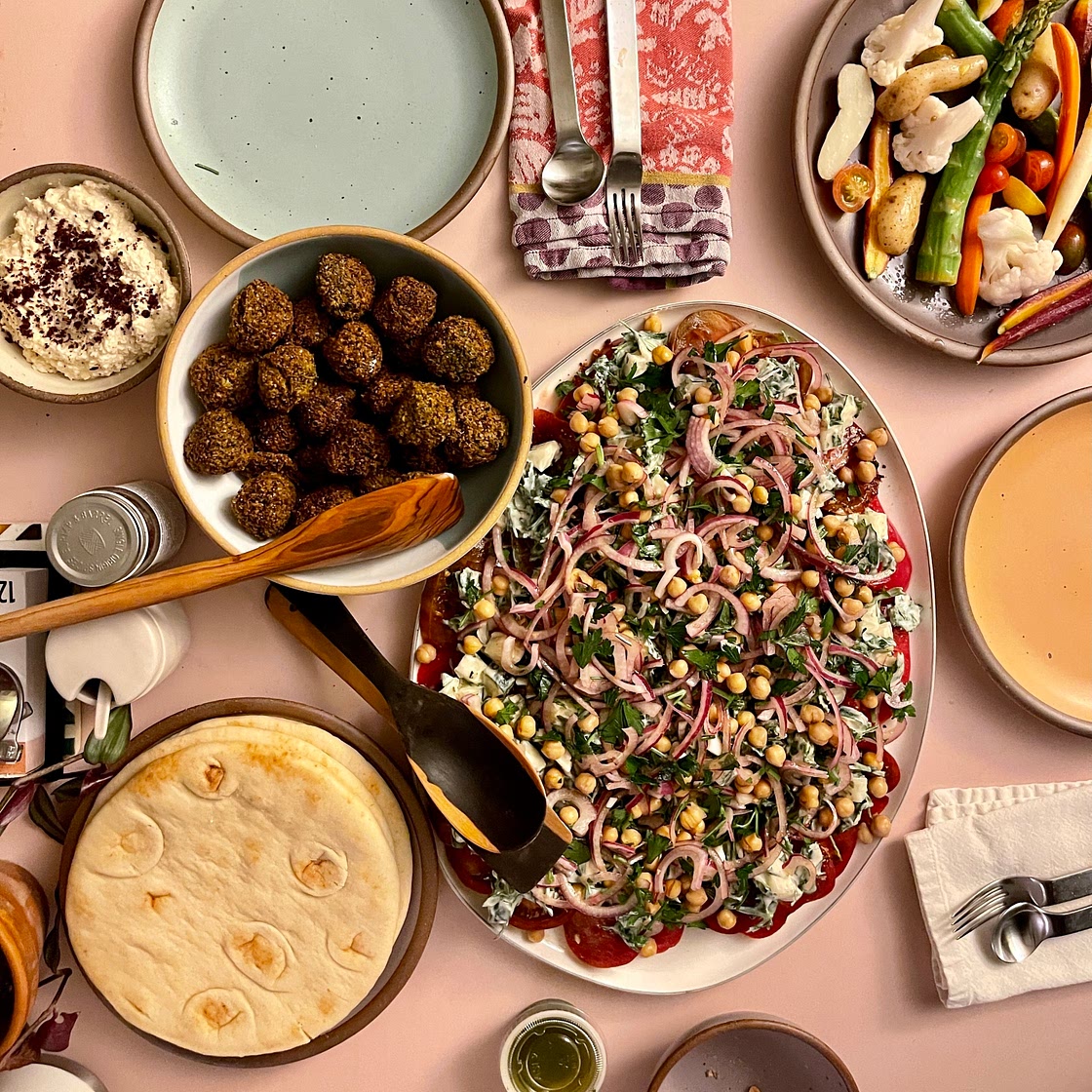 Israeli-Spiced Tomatoes, Yogurt Sauce, and Chickpeas