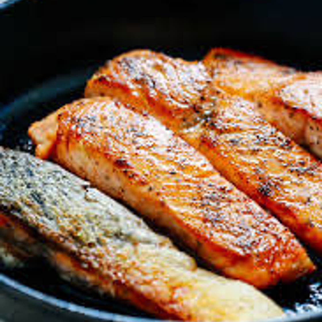 Pan Fried Salmon, New Potatoes, Green Beans & Roasted Cauliflowe