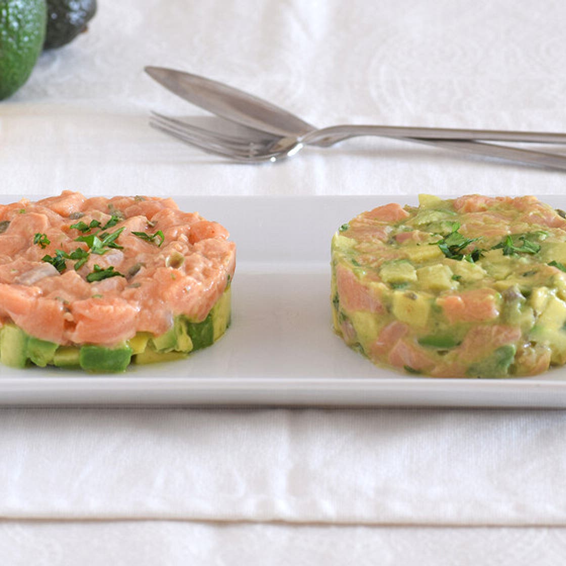 Tartar de salmón y aguacate.