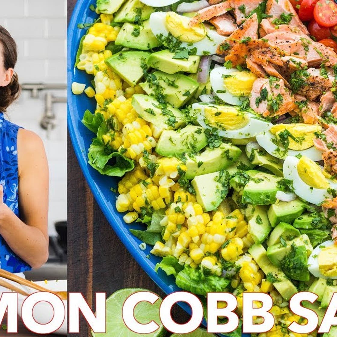 Healthy Cobb Seafood Salmon Salad with Easy Salad Dressing