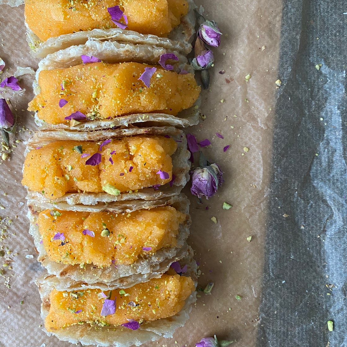 Semolina Halwa Tacos