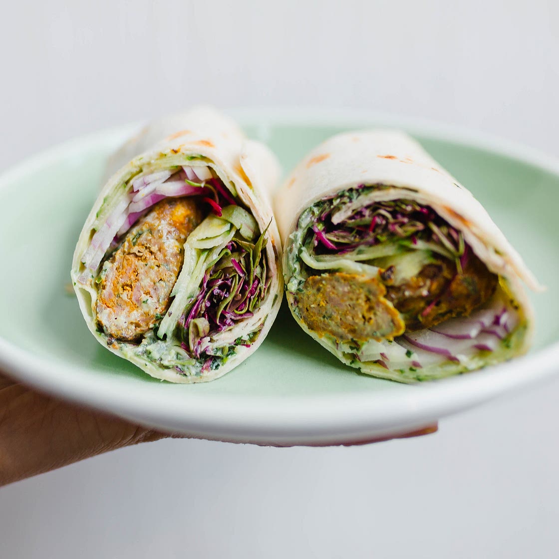 Spiced Lamb Wraps with Ramp Raita