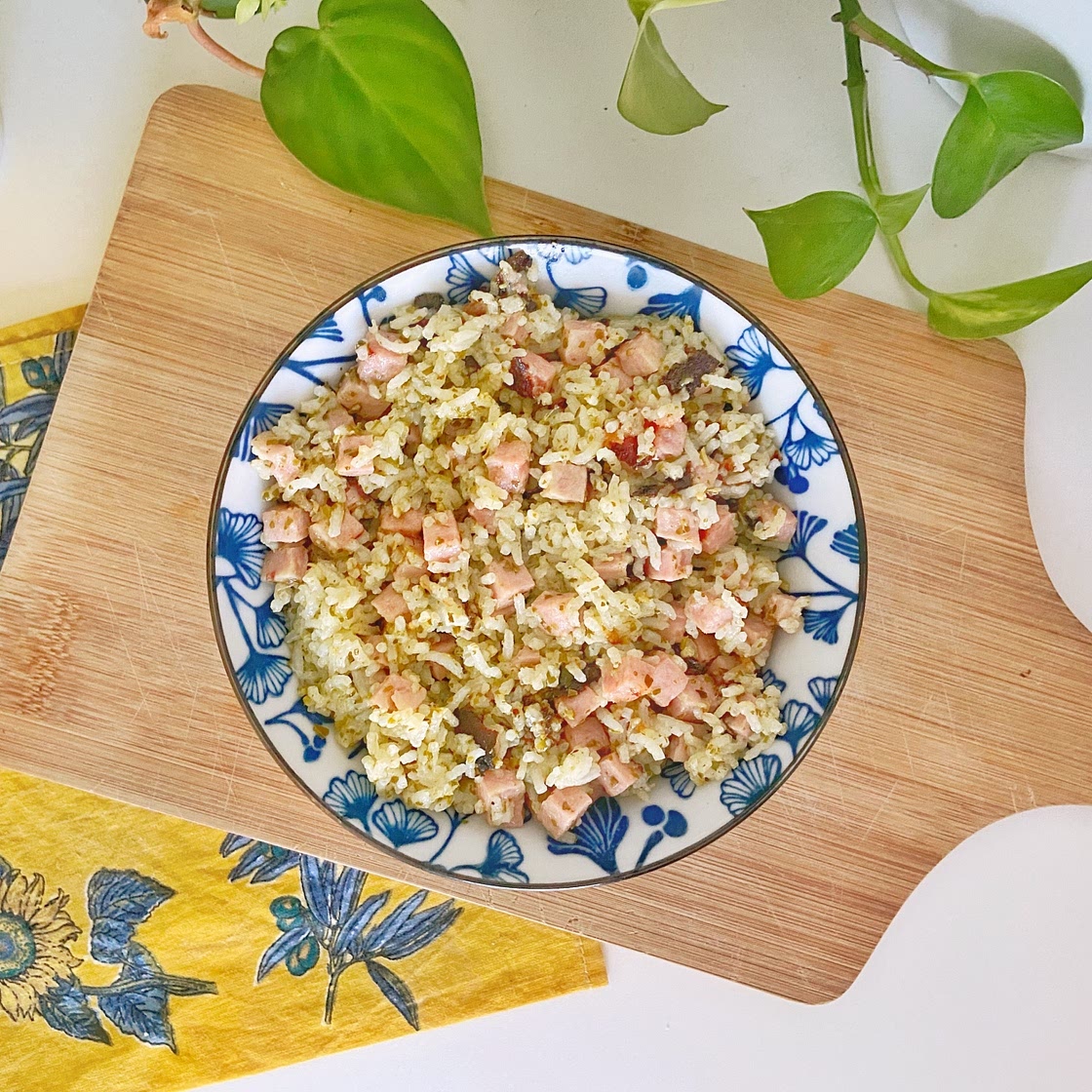 Riz pesto et jambon 