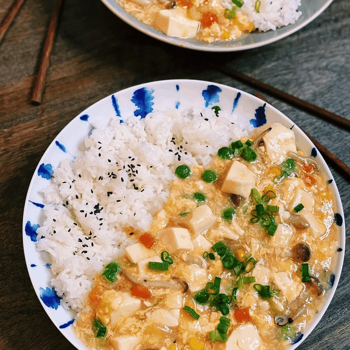 Soft Tofu with Silky Egg Sauce