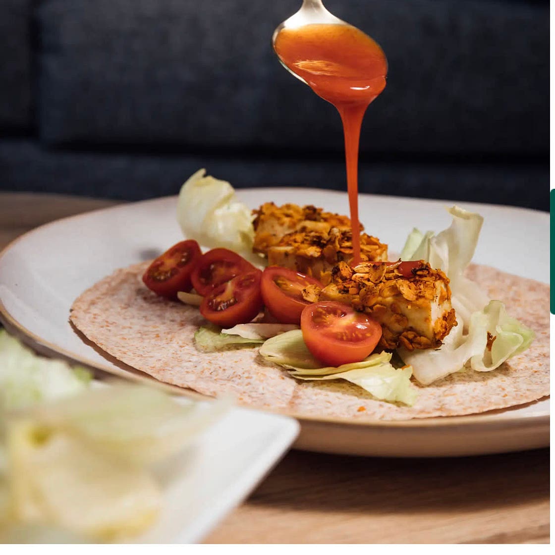 Buffalo tofu wrap