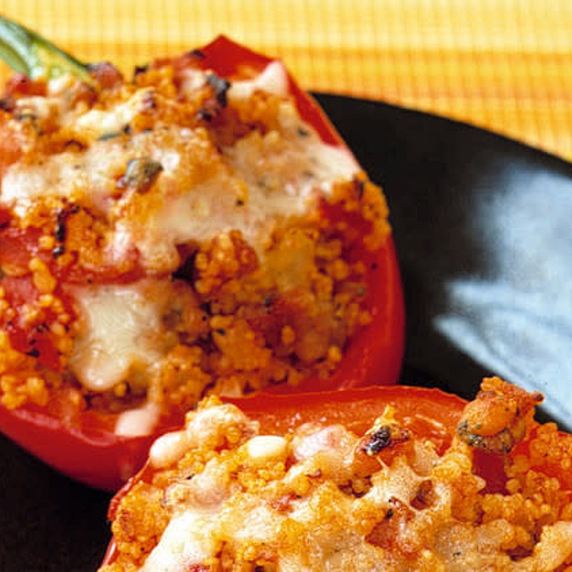 Stuffed Peppers with Pearl Couscous Salad