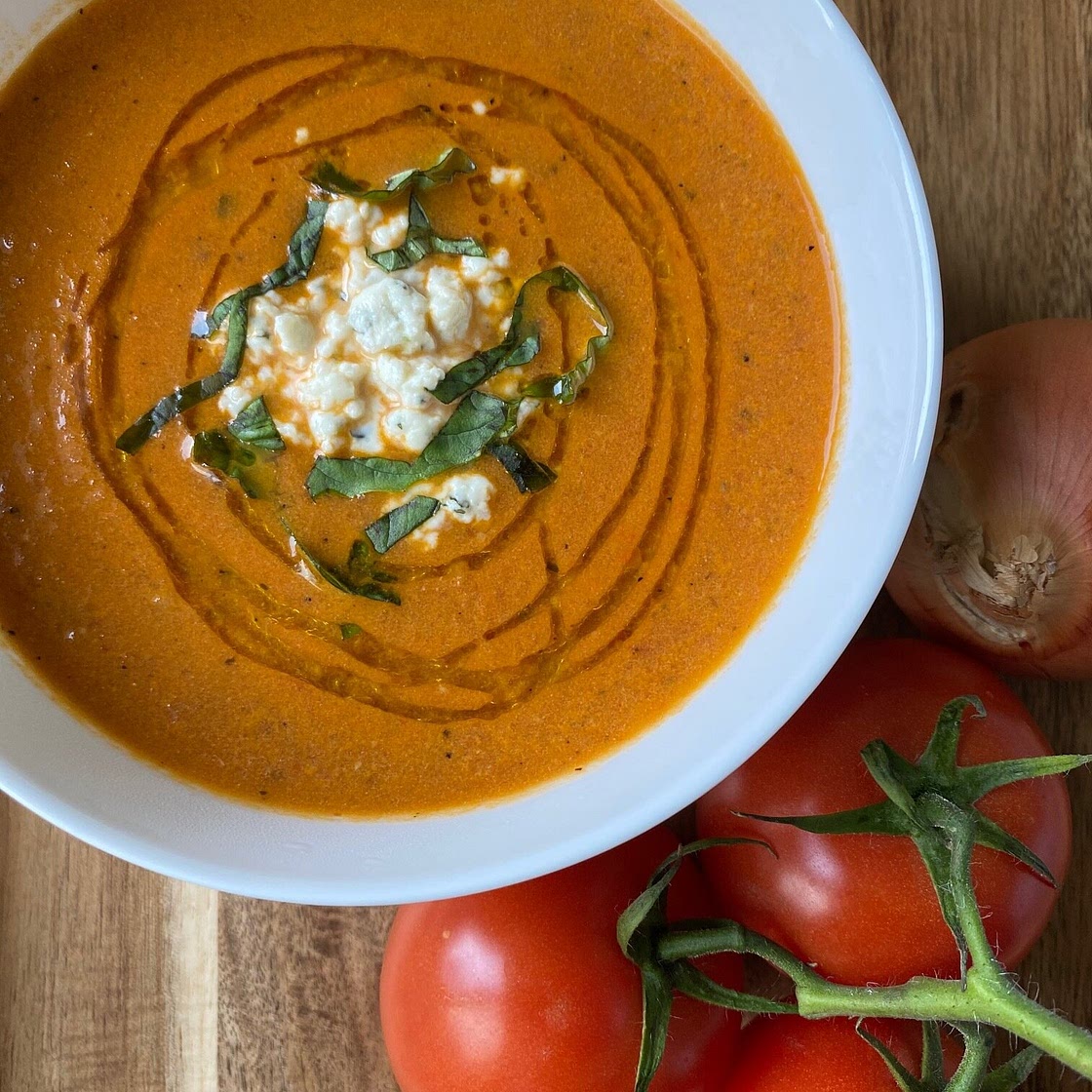 Roasted Tomato Soup with Boursin Cheese