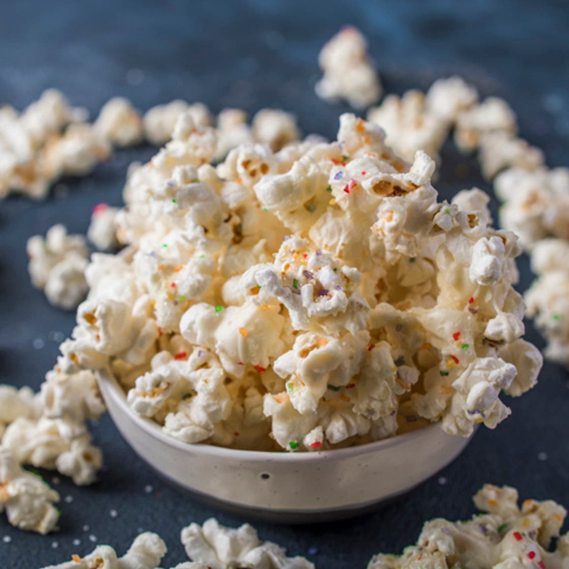 White Chocolate Birthday Cake Popcorn