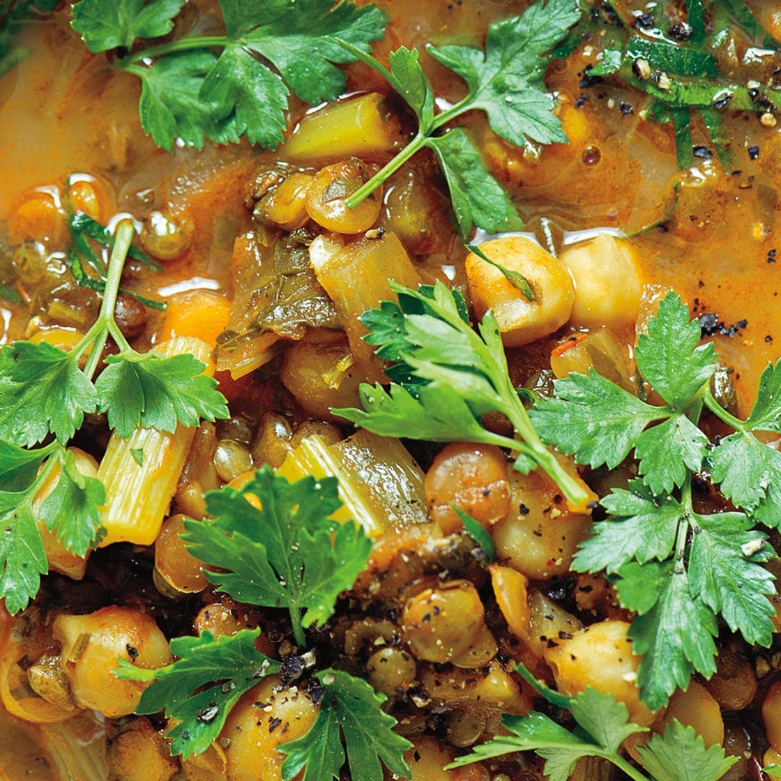 Spiced Moroccan Vegetable Soup with Chickpeas, Cilantro, and Lemon (Harira) Recipe
