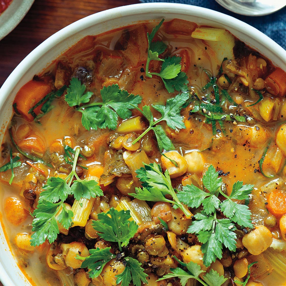 Spiced Moroccan Vegetable Soup with Chickpeas, Cilantro, and Lemon (Harira) Recipe