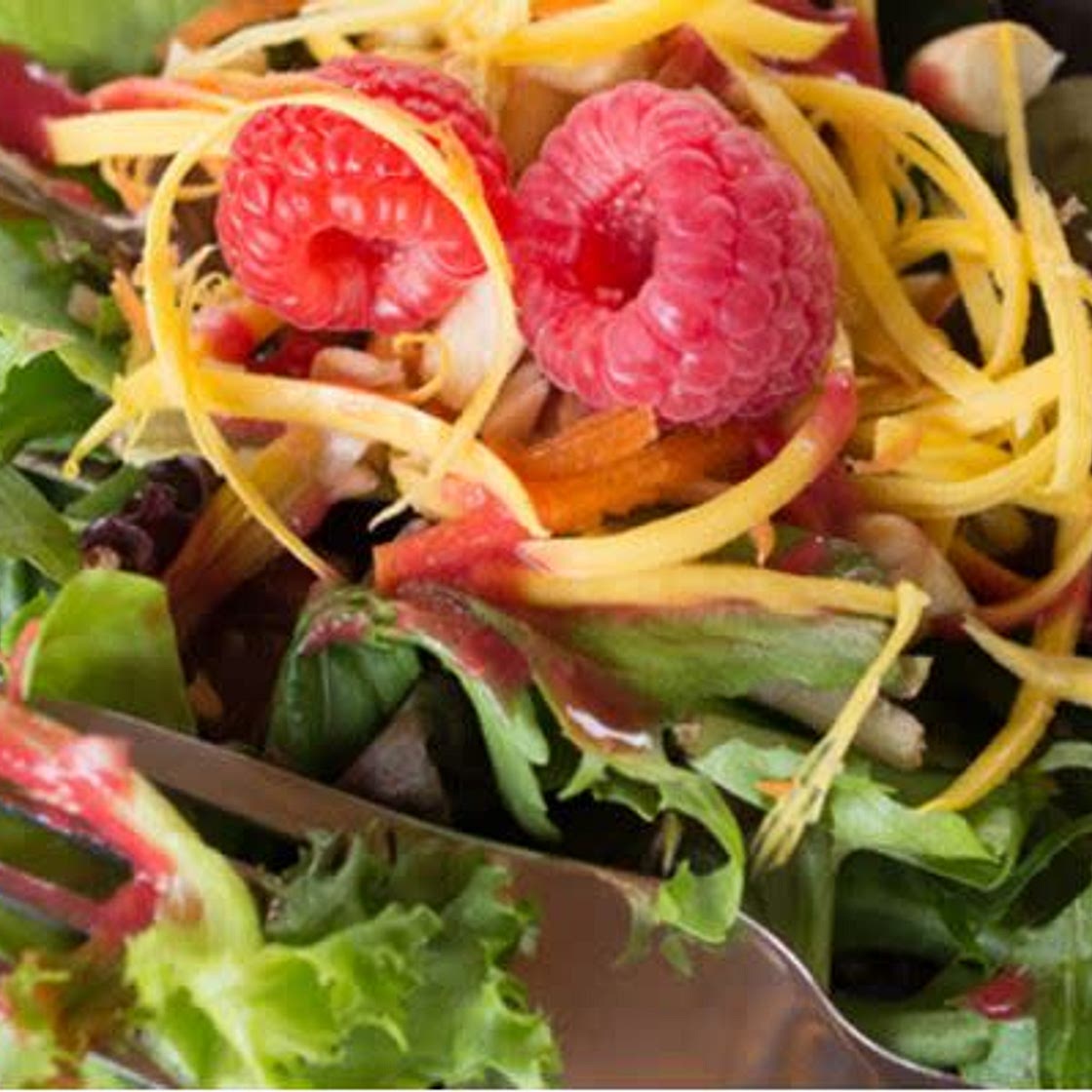 Greens and Berries Salad with Raspberry dressing