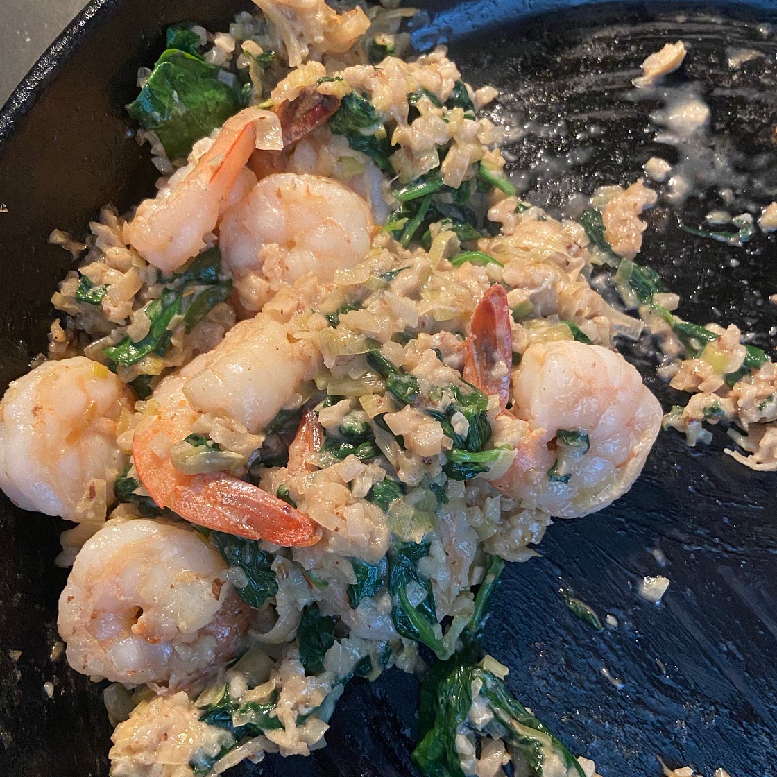 Creamy Cauliflower Rice With Shrimp