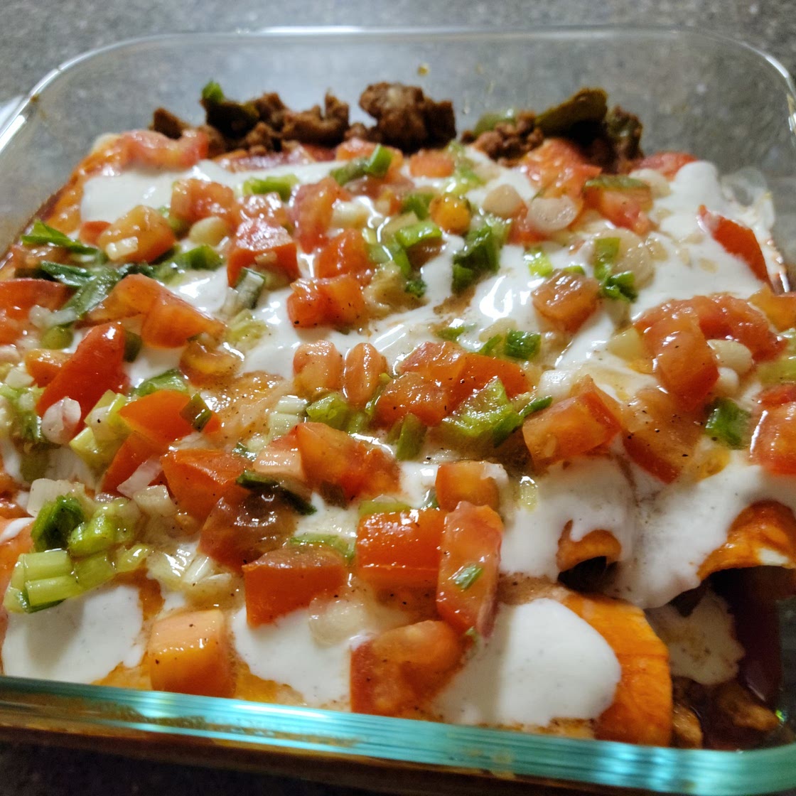 Pork and pepper enchiladas