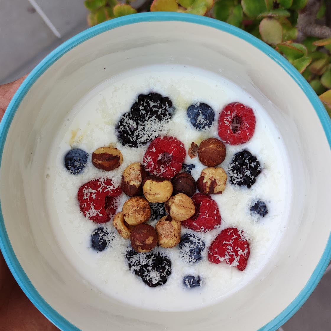 Yogur con fruta y semillas