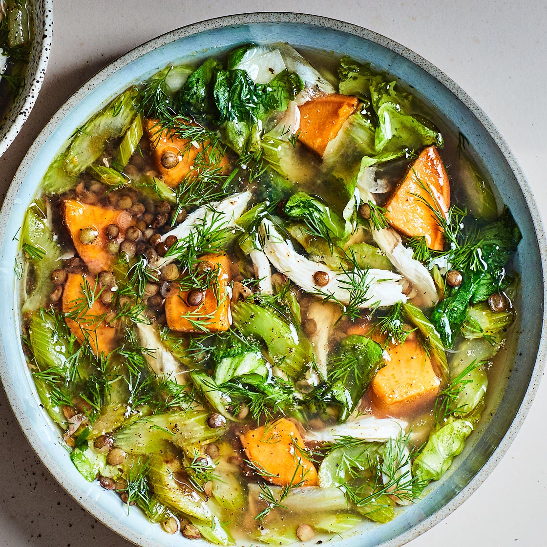 Quick Lentil and Chicken Soup With Sweet Potatoes
