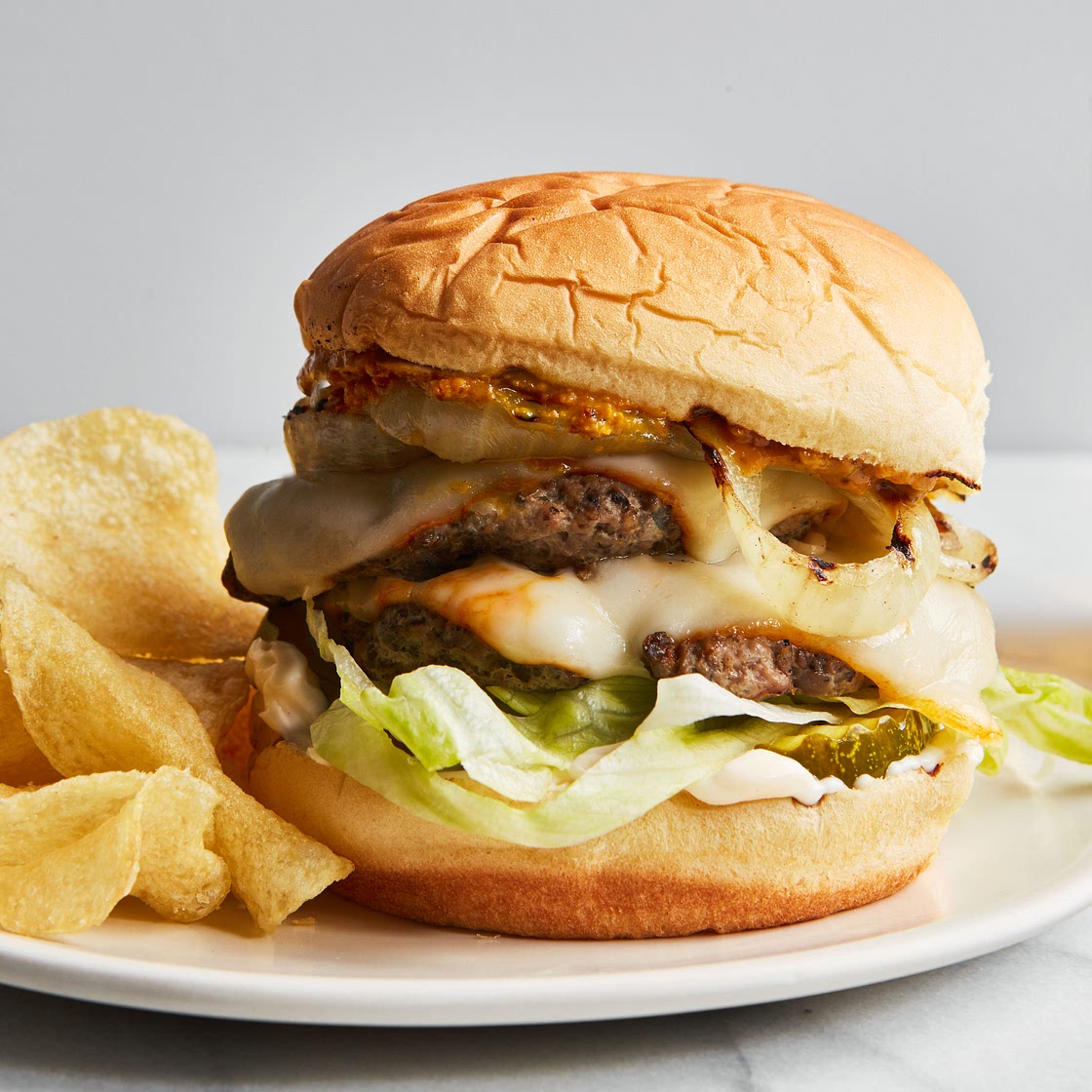 Double-Stack Mushroom and Chicken Cheeseburgers