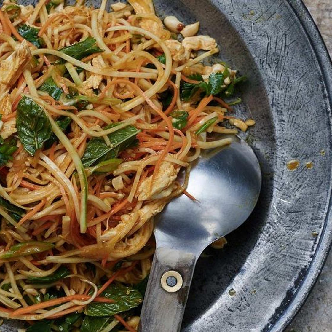 Burmese Chicken Salad, Turmeric, Chilli, Lime, Peanuts