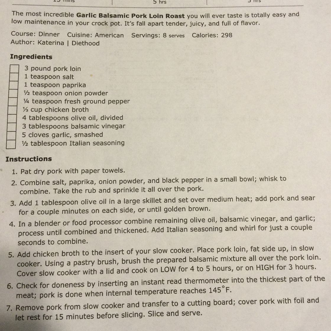 Crockpot Balsamic Pork Loin 