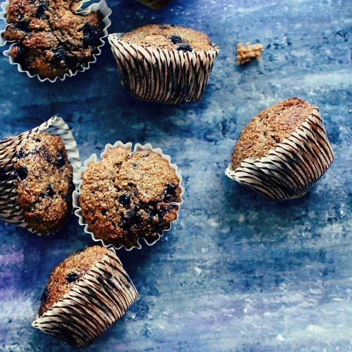 Moist Blueberry Bran Muffins