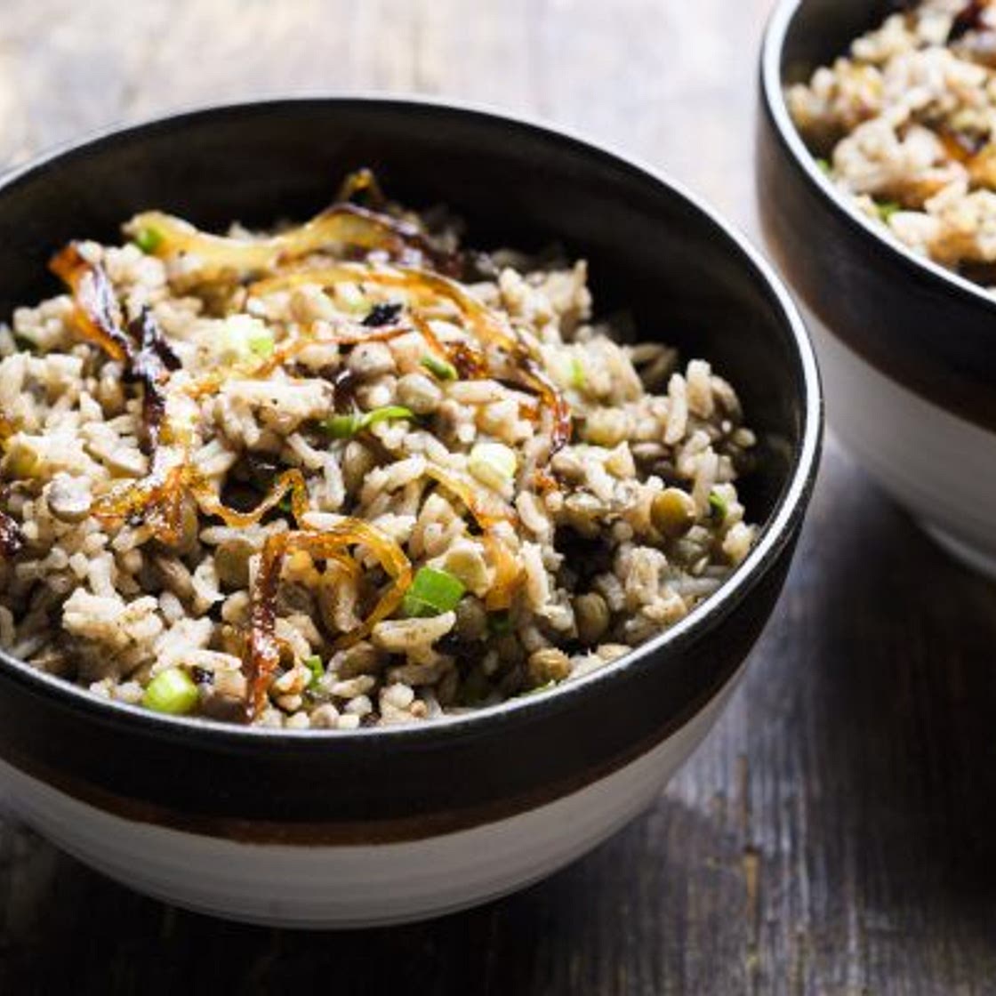 Lebanese Lentils and Rice with Crisped Onions (Mujaddara)