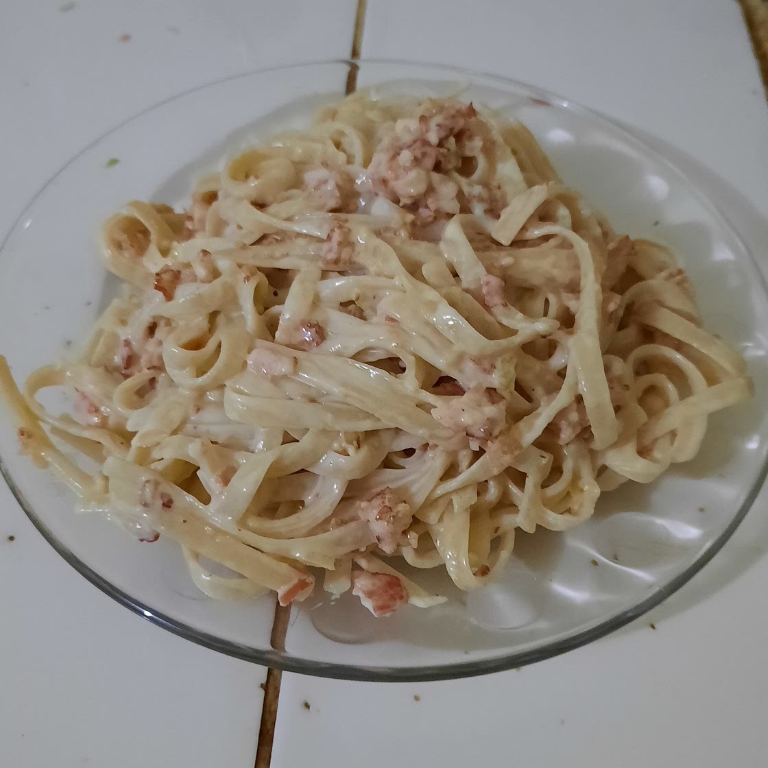 Pasta with bacon cream sauce
