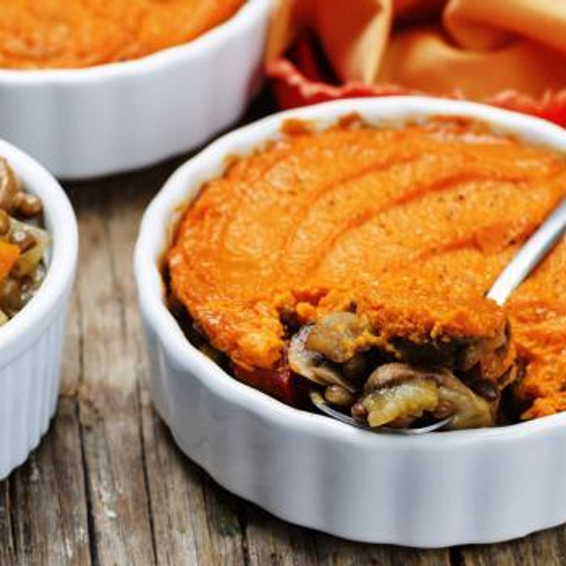 Recette de Mini hachis Parmentier végétariens à la patate douce et aux lentilles