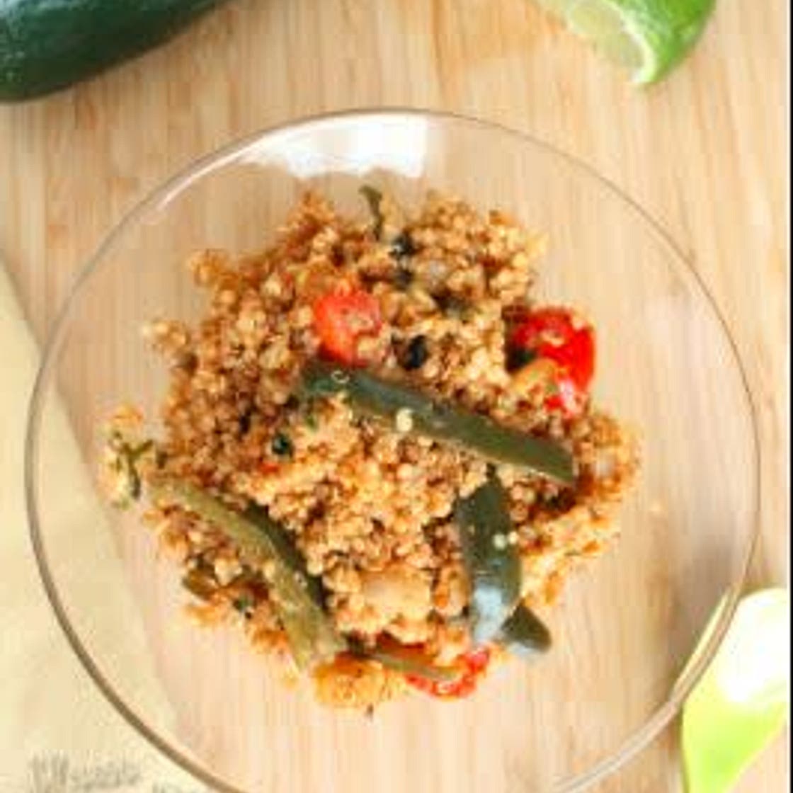 Garlic-Infused Quinoa with Tomatoes and Poblano Peppers