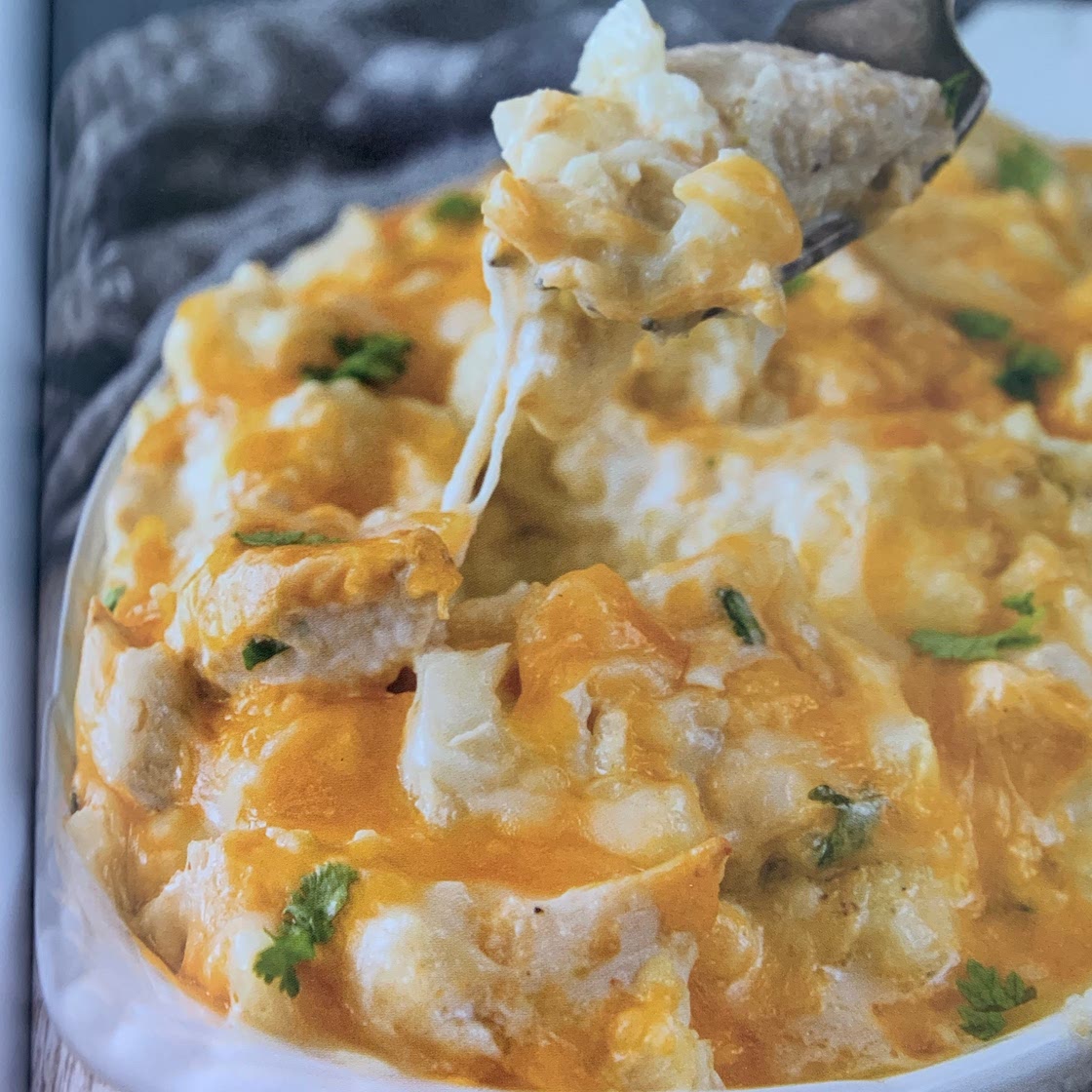 Green Chicken Enchilada Cauliflower Casserole