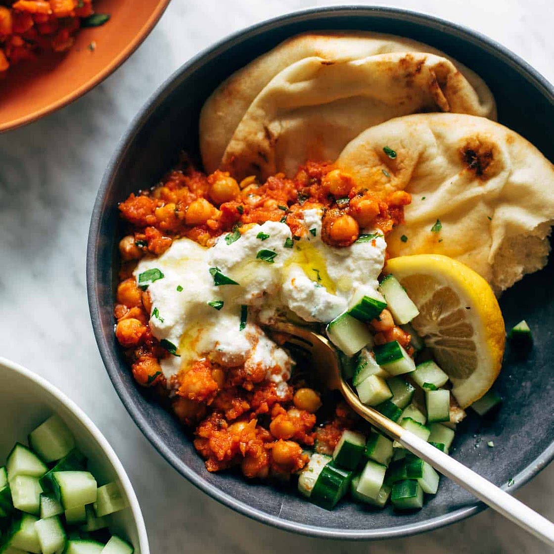 Harissa Chickpeas with Whipped Feta