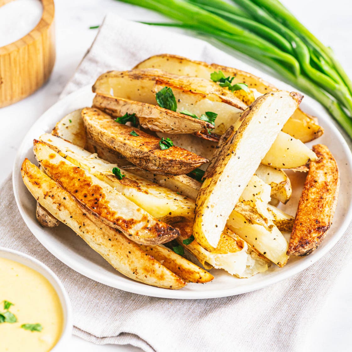 Roasted Potato Wedges with Cheddar Sauce