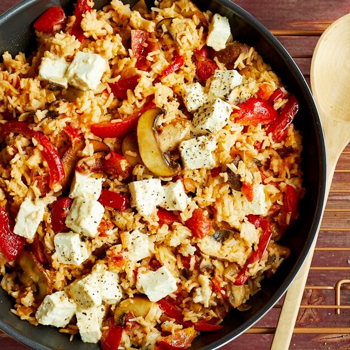 Reispfanne mit Feta