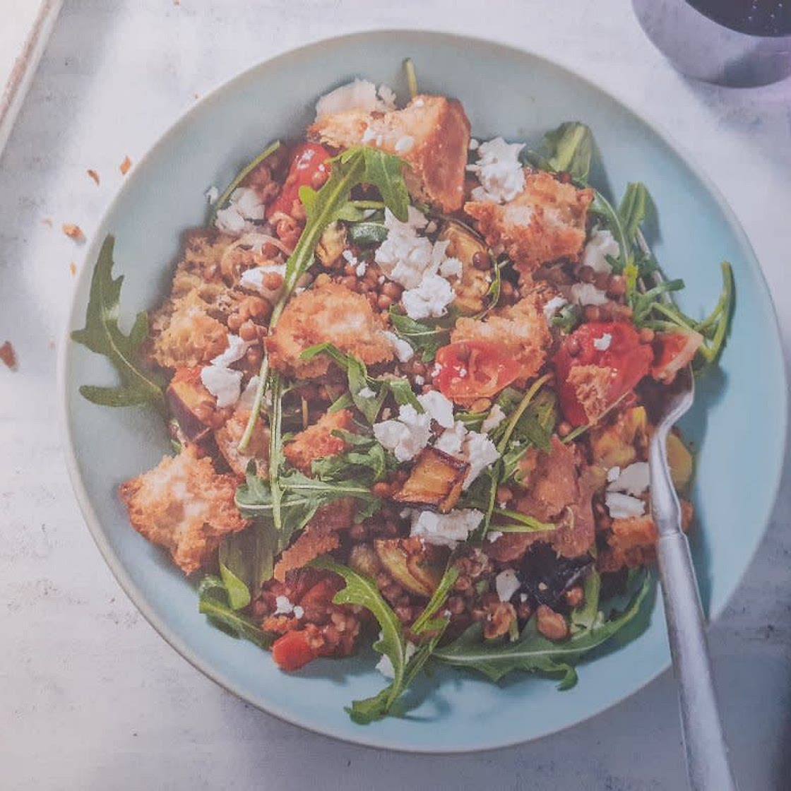 Aubergine, Tomato & Lentil Salad