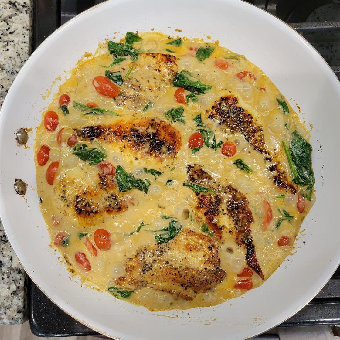Skinny Creamy Tuscan Chicken