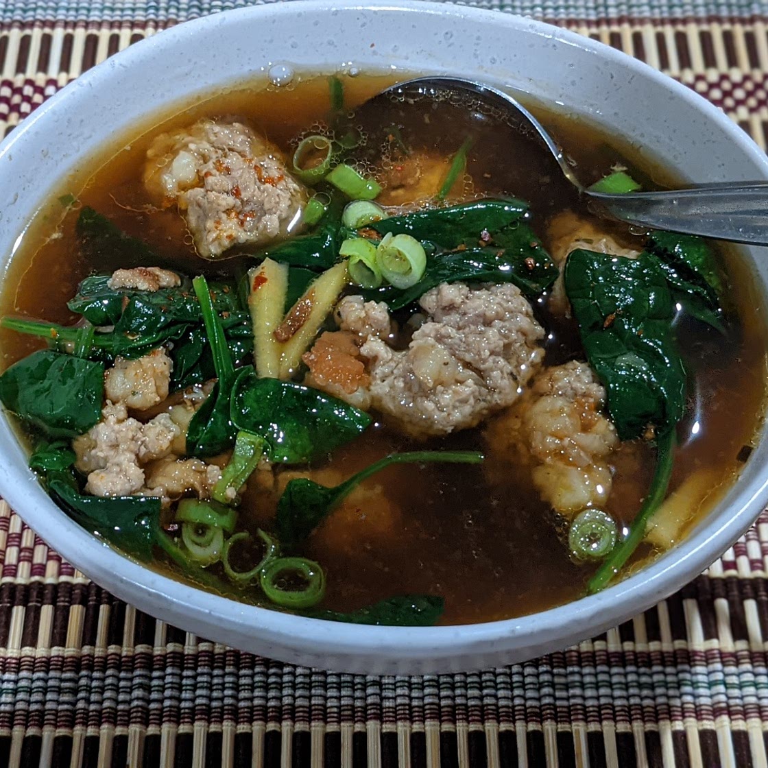 Pork and prawn balls in aromatic broth