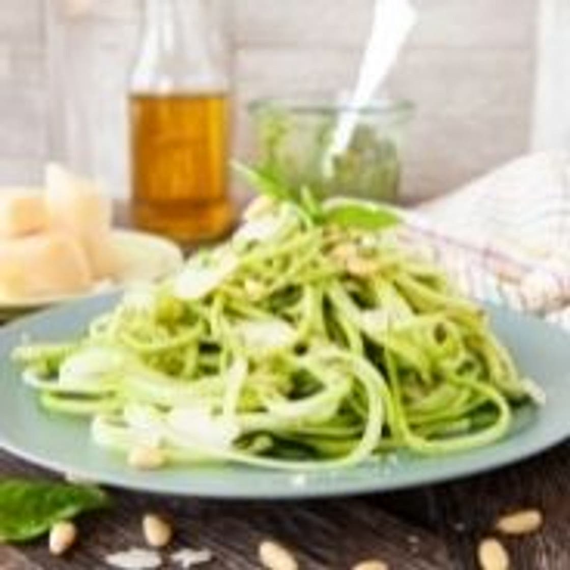 Keto Zucchini Spaghetti with Pesto and Parsley
