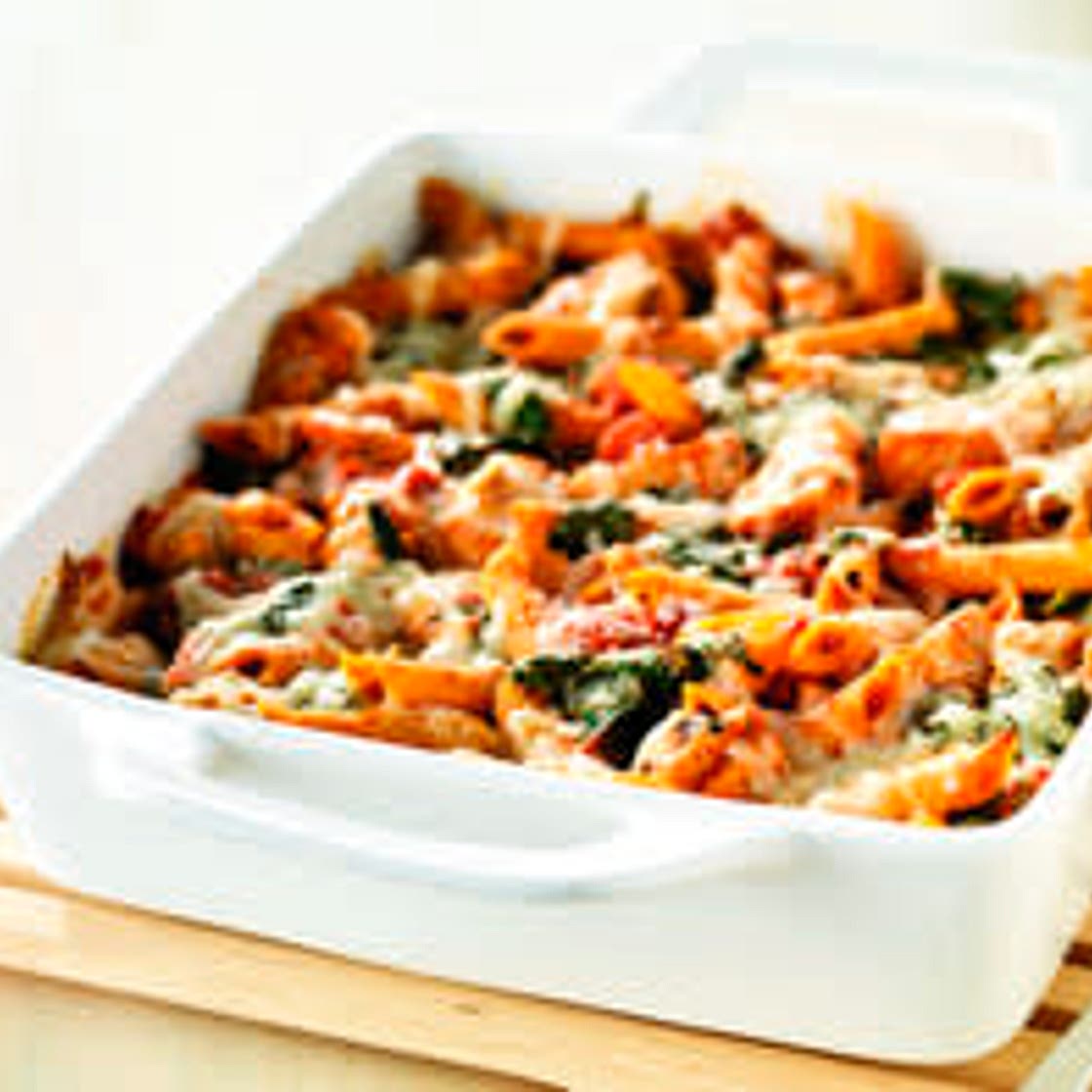 Three-Cheese Chicken Penne Pasta Bake