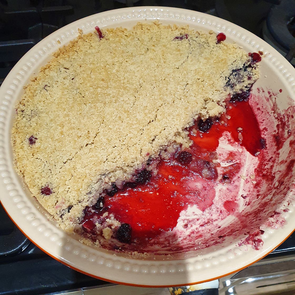 Blackberry and apple crumble
