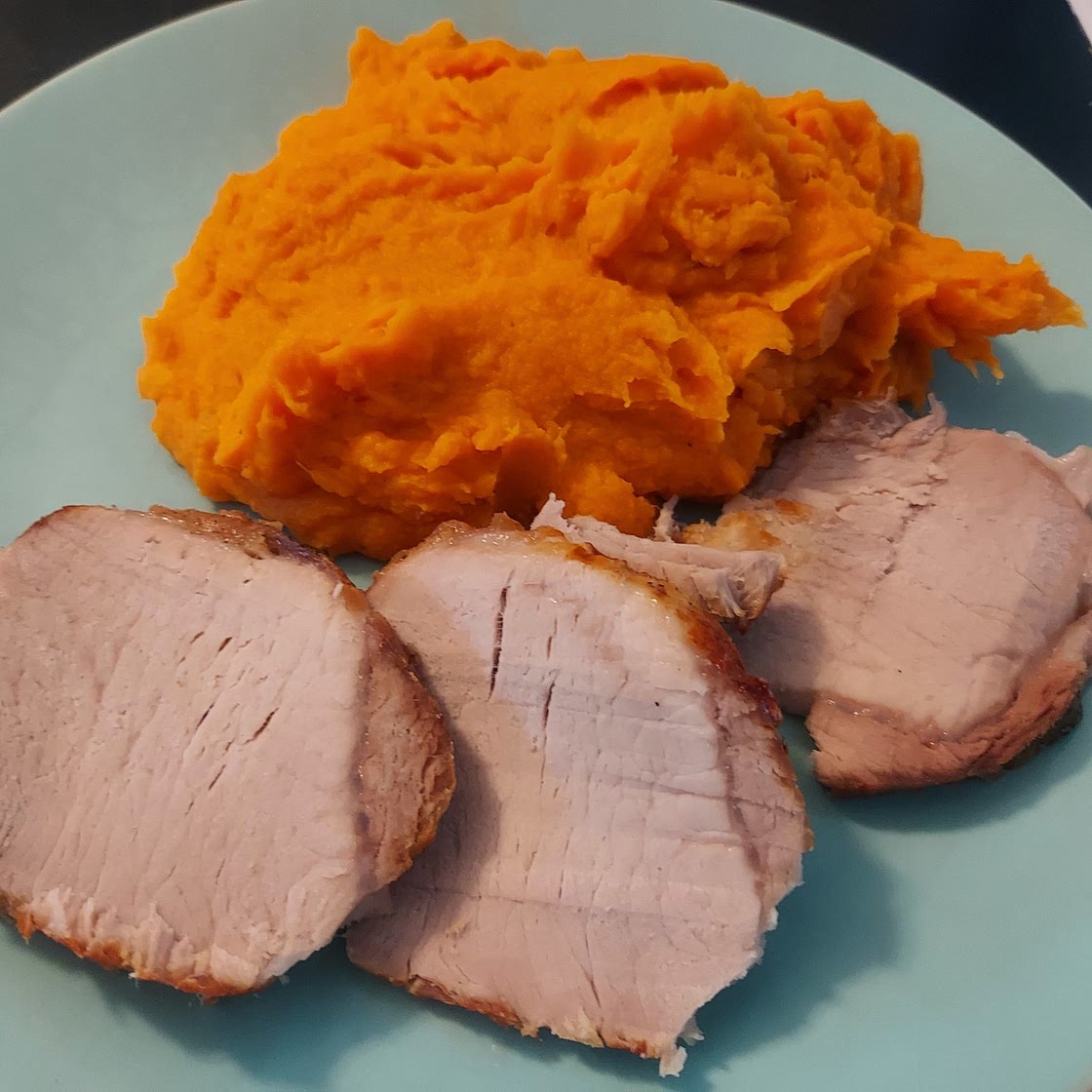 Rôti de porc & purée de patates douces