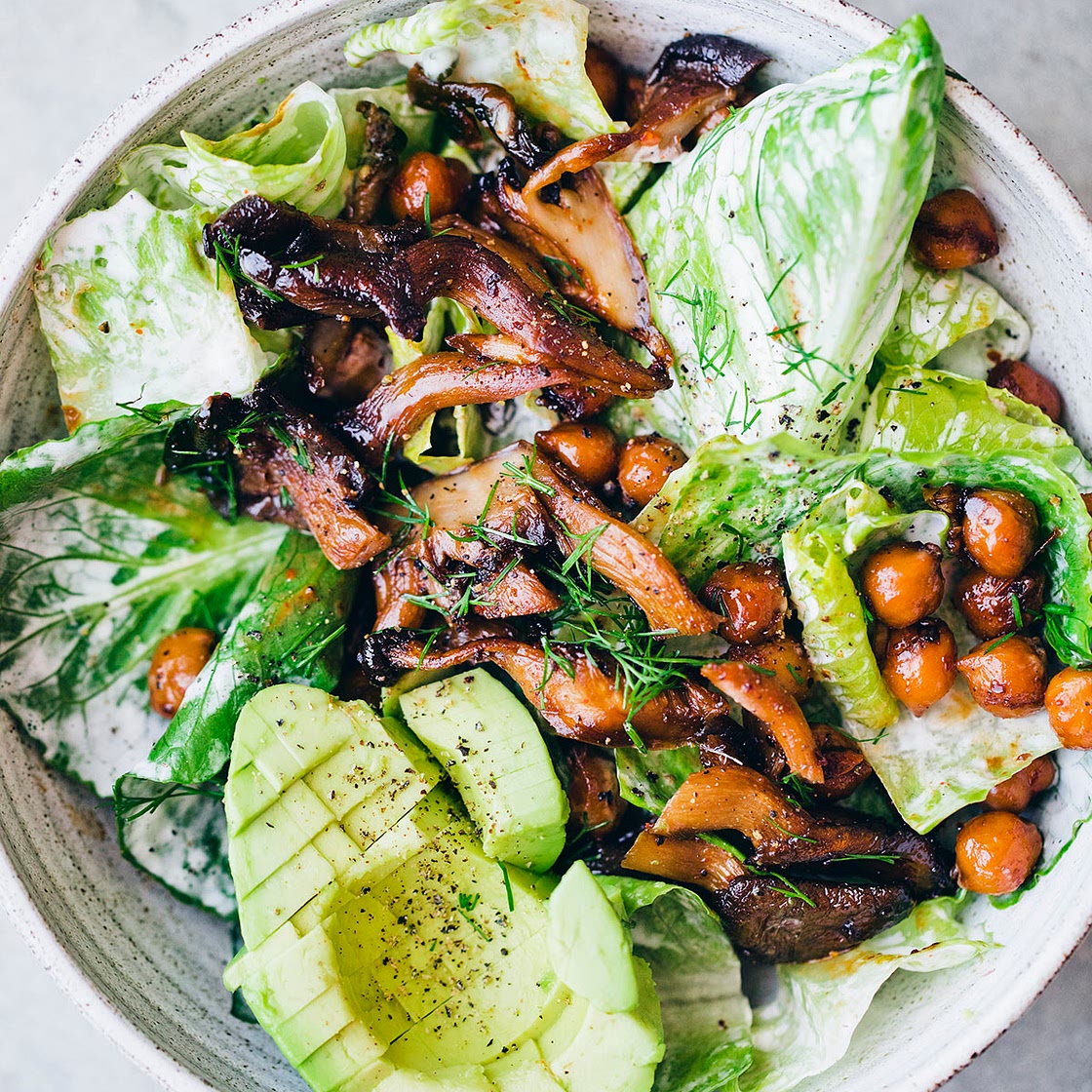 Vegan Oyster Mushroom Caesar Salad — Green Kitchen Stories
