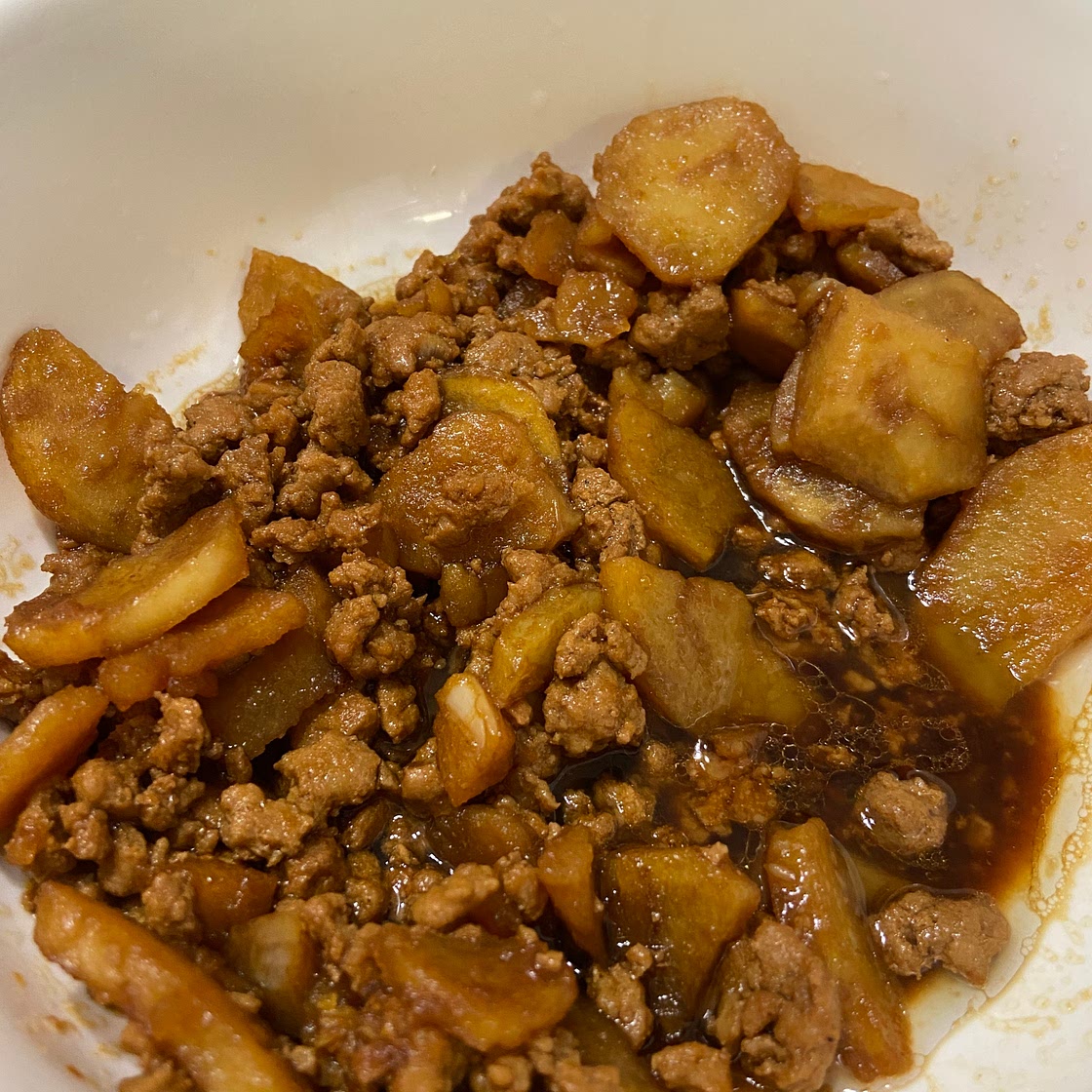 Mom's Chinese Potato and Minced Pork Stew