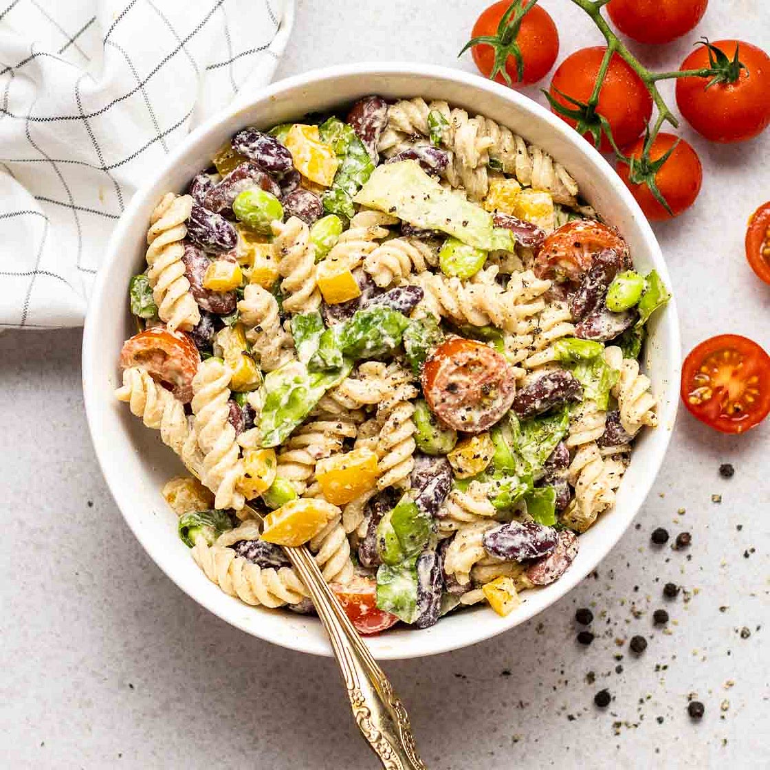 Protein Pasta Salad (low-calorie, vegan)