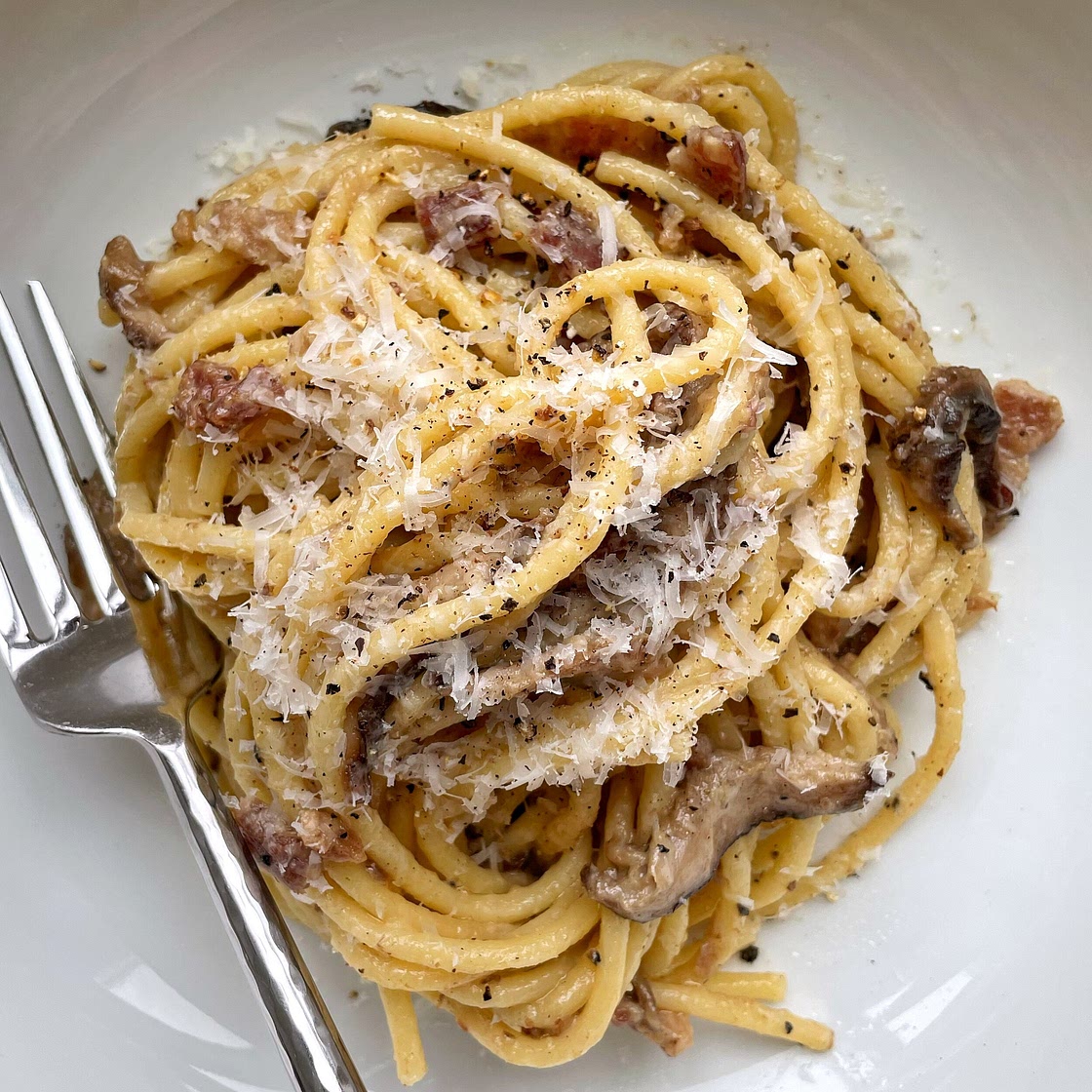Bacon and Mushroom Carbonara — Wake & Jake