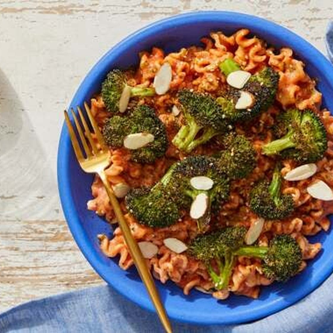 Mafalda Pasta & Roasted Broccoli with Creamy Brown Butter-Tomato Sauce